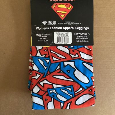 XS/S WOMEN'S SUPERMAN SUPERGIRL DC COMICS LOGO ALL OVER PATTERN FASHION LEGGINGS
