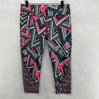 Fabletics Leggins Womens Size Large Pink Black Geometric Cropped Running