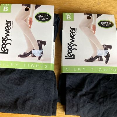 Legs Wear Tights Soft And Silky Black Size B LOT OF2 Leggs Tights NEW