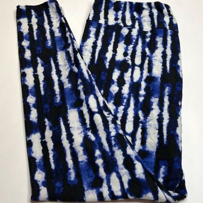 NEW LuLaRoe TC2 Leggings BLUE BLACK GRAY Paint Line MODERN TIE DYE Stripe Streak