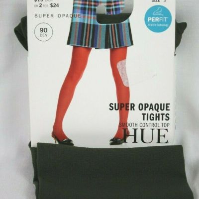 Hue Super Opaque Smooth Control Top Tights Size 1 Color Graphite Heather