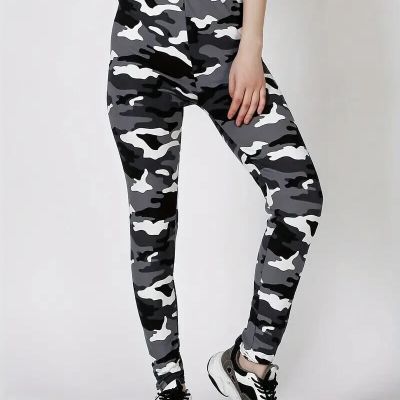 NEW Balck/White/Gray Camo Skinny Leggings Casual High Waist Workout Clothing New