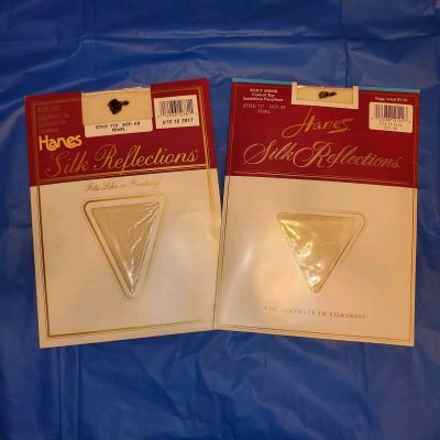 VTG Hanes Silk Reflections Silky Control Top PEARL A/B  Pantyhose New Lot of 2