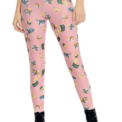 Blackmilk Cat Sushi HWMF Leggings Medium Pink All Over Print Limited Stretch