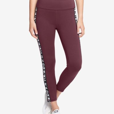 DKNY Womens Sport Logo High Waist Ankle Leggings Size Large Color Currant