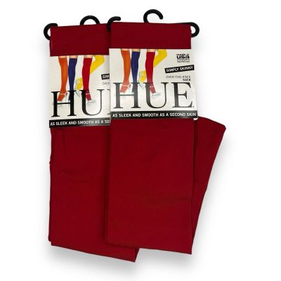 HUE Womens Deep Red Over The Knee Socks One Size Simply Skinny 2 Pairs New