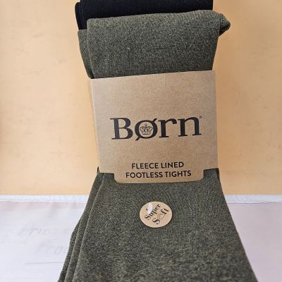 Born Fleece Lined Footless Tights Black & Tan 2 pack Soft Many Sizes NWTs