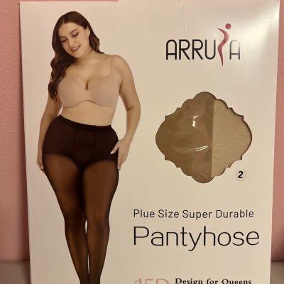 NEW Women’s Plus Size Pantyhose Beige Arrusa Fits 130-220 Lbs. 15 Denier