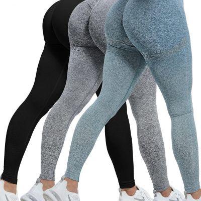 3 Piece Workout Leggings Sets for Women, Gym Scrunch Butt Butt Lifting Seamless