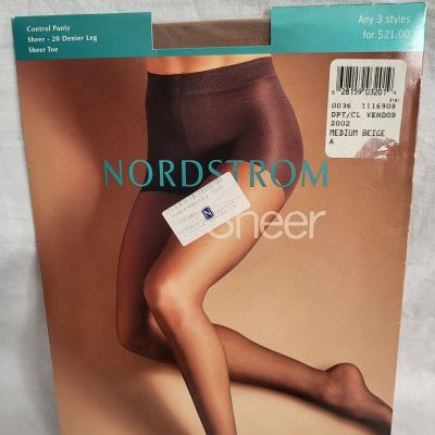 Nordstrom Sheer Pantyhose Control Panty Sheer Toe Medium Beige Size A New NIP