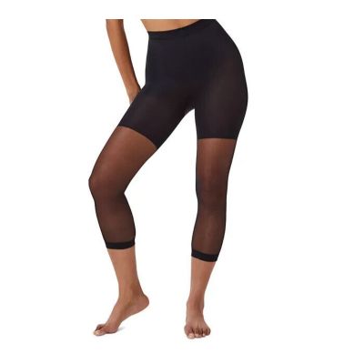 New Spanx The Original Footless Pantyhose Power Capri High Waisted BLACK Size D