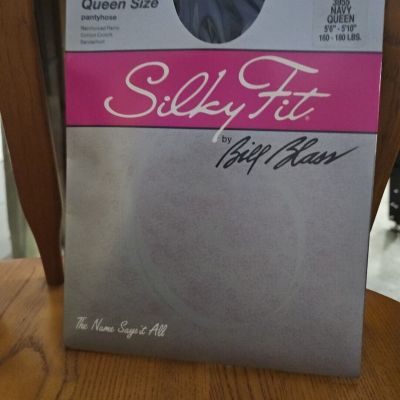 Silky Fit Bill Blass Queen Size Pantyhose Navy  New In Pack