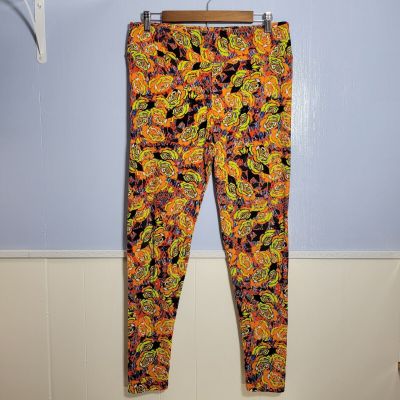 LuLaRoe Tall & Curvy Bright Orange Yellow Rose Soft Pull On Leggings