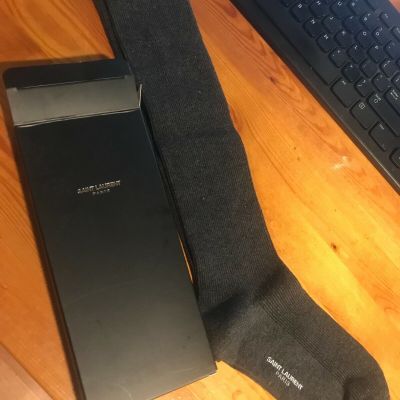 AUTHENTIC SAINT LAURENT PARIS WOMEN GIRLS BLACK SOCKS STOCKINGS SEXY NIB 1 size