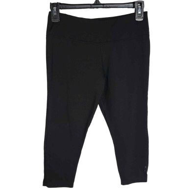 Reebok Womens Pants Size Small Cropped Capri Leggings Stretch Workout Black