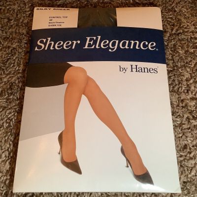 Sheer Elegance by Hanes pantyhose, color black shadow, size: AB