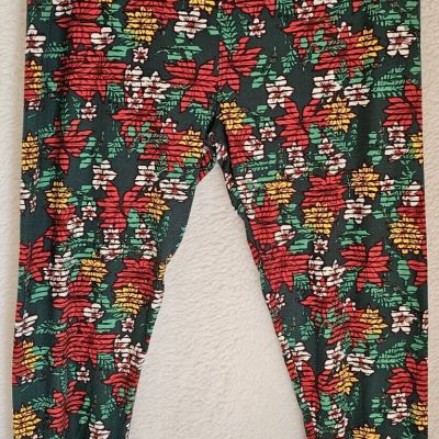 LuLaRoe Womens Leggings Pants Size TC2 Plus Multicolor Floral Sueded NWOT