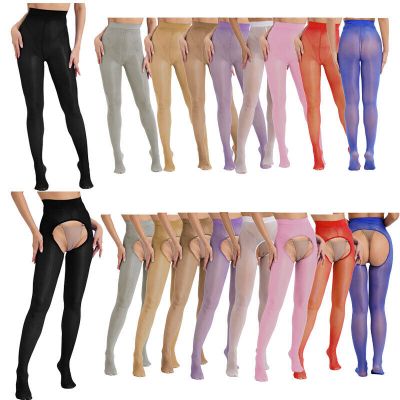 Womens Pantyhose Stretchy Tights Crotchless Bodystocking Sheer Underwear Silk