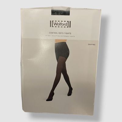 $80 Wolford Women Black Control Top Dots Tights Size S