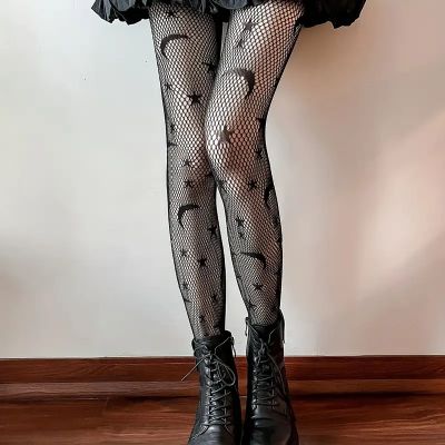Sexy Adult Tights Women's Stars Moons Fishnet Witch Costume Fancy New Emo Dress
