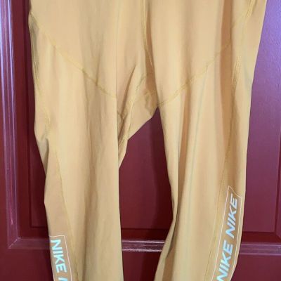 Gold Nike Pro Tight Fit Mid Rise Full Length Leggings Size 1X