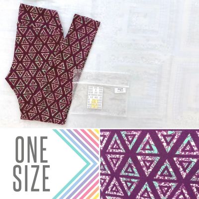 NWT LuLaRoe One Size OS Leggings Geometric Triangles Purple Sage Green Soft