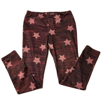 Material Girl Active wear Leggings Red Stars Medium yoga gym patriotic exercise