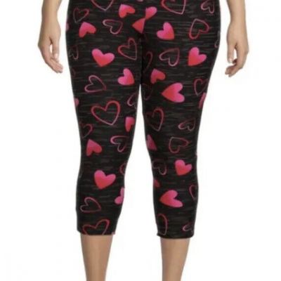 Terra and Sky Hearts High Rise Capri Leggings 2X (20W-22W) NWT