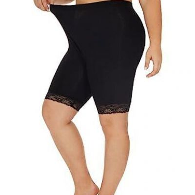 Plus Size Slip Shorts for Women Soft Modal Short Leggings Lace 3X-Large Black