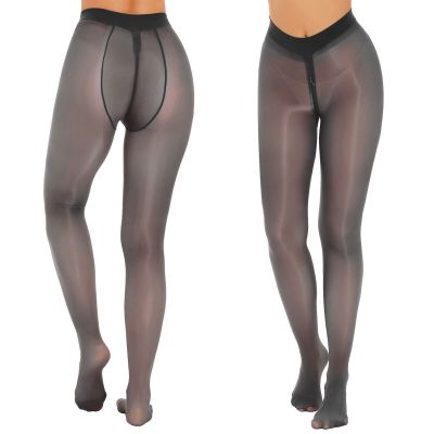 US Womens Glossy Semi Sheer Pantyhose See Through Bodystocking Underpants Tights