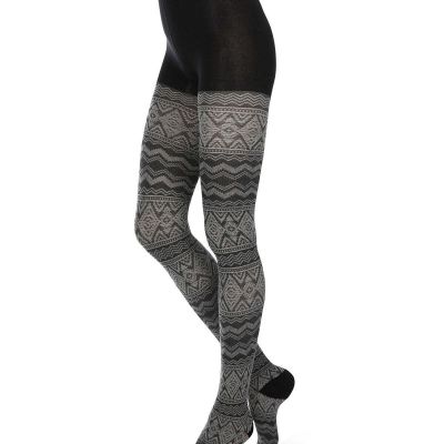 Diamond Fair Isle Patterned Cotton Blend Sweater Tights