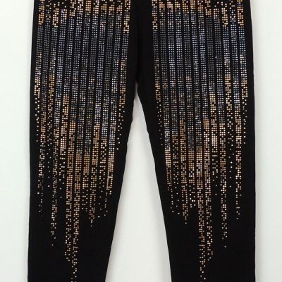 Carmin Womens S Sexy Pants Black Leggings Pull On Style Gold Jewel Front