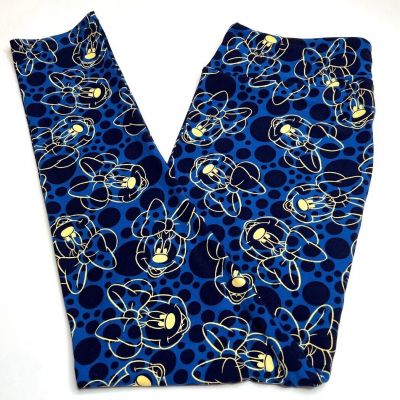 NEW LuLaRoe DISNEY TC Leggings BLUE YELLOW Polka Dot MINNIE Mouse Bow Cartoon