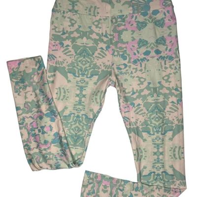 LuLaRoe Womens Leggings Muted Green and Pink Floral One Size