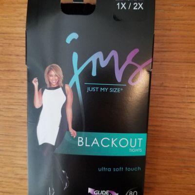 Just My Size Blackout Ultra Soft Touch Glide On Black Tights Size 1X/2X NWT