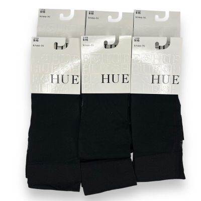 Hue One Size Fits Most Black Pindot Knee Hi Socks Sheer 6 Pair