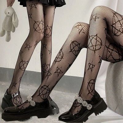 Gothic Style Pentagram Fishnet Stockings