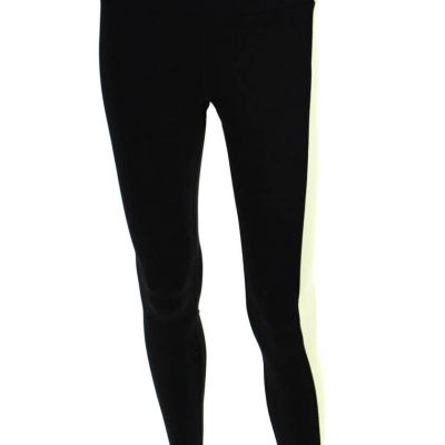 PE Nation Womens High Rise Dedication Ankle Leggings Black Yellow Size Large