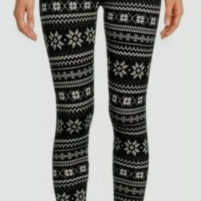 Time and Tru Women's Size 3XL 22 XXXL Black & White Fair Isle Leggings