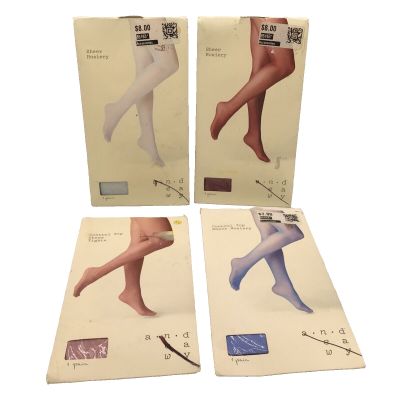 A New Day Lot of 4 Colors Control Top Sheer Panyhose Tights M/L Blue Red Pink