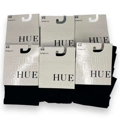 HUE Pindot Knee Hi Womens One Size Black | 6 Pair | NEW