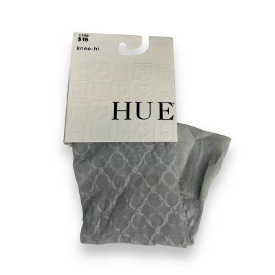 HUE Scalloped Grid Knee Hi 1 Pair Womens One Size Chrome NEW