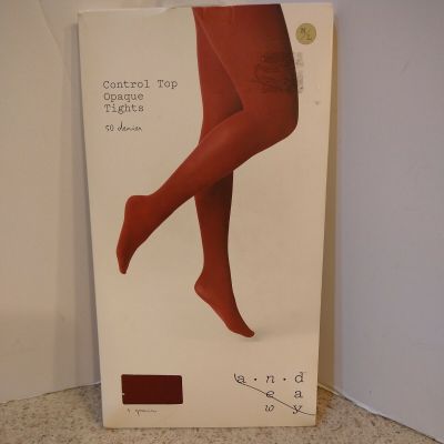 A New Day 50 Denier Control Top Opaque Tights Bing Cherry M/L NEW