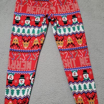 Red Merry, Snowman, Reindeer Pants Juniors Large 11-13