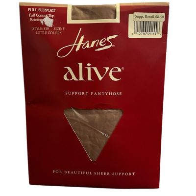 VTG Hanes Alive Full Support Sheer-To-Waist Pantyhose Brown Style 810 SZ F New