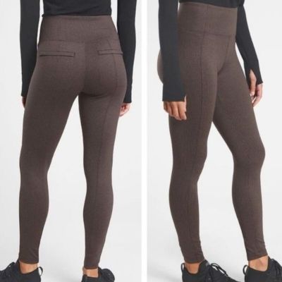 NWOT Athleta Delancey Houndstooth Tight Womens S Brown High Rise Yoga Pants NEW