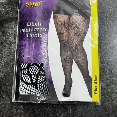 Pentagon Witch Tights Spirit Halloween Black Goth Plus Size New