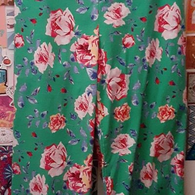 The Pioneer Woman XXL Bright Green Pink Rose Floral Stretch Jeggings