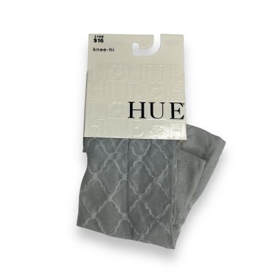 HUE Scalloped Chrome Grid Knee Hi 1 Pair Womens One Size NEW