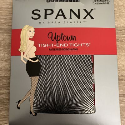 Spanx Uptown Tight-End Tights Body Shaping Black Micro Fishnet  Black Size E